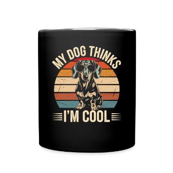 Teckel mon chien pense que je suis cool - Mug uni - noir - Devant