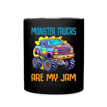 Monster Trucks Are My Jam funny Truck Cars Quotes - Full Colour Mug - black - Front
