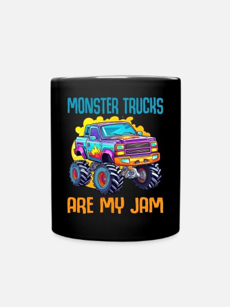 Monster Trucks Are My Jam funny Truck Cars Quotes - Ensfarvet krus - sort