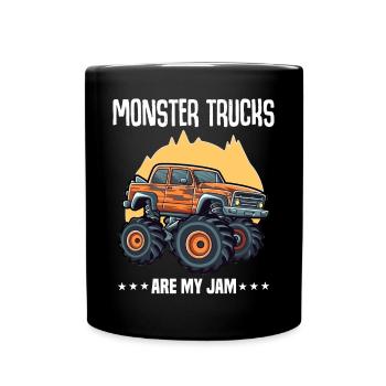 Monster Trucks Are My Jam funny Truck Cars Quotes - Full Colour Mug - black - Front