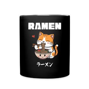 Ramen Nouilles Chibi Asie Chats Nouilles Soupe Anime - Mug uni - noir - Devant