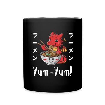 Ramen Nudeln Chibi Asien Drache Nudelsuppe Anime - Tasse einfarbig - Schwarz - Vorne