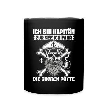 Papitän Funny Pun Capitaine Papa Ancre - Mug uni - noir - Devant