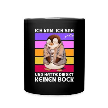 Funny Gift Penguin Funny Humor Lazy Fun - Full Colour Mug - black - Front