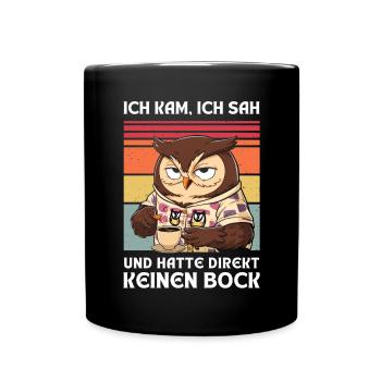 Funny Gift Owl Funny Humor Lazy Fun - Full Colour Mug - black - Front