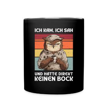 Funny Gift Owl Funny Humor Lazy Fun - Full Colour Mug - black - Front