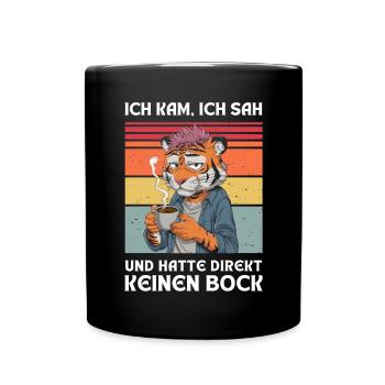 Funny Gift Tiger Funny Humor Lazy Fun - Full Colour Mug - black - Front