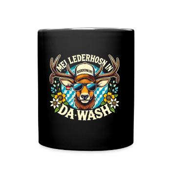 Mei Lederhosn in Da Wash Bierdurst Hirsch - Tasse einfarbig - Schwarz - Vorne