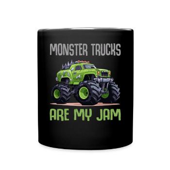 Monster Trucks Are My Jam funny Truck Cars Quotes - Full Colour Mug - black - Front