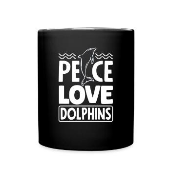 Peace Dear Dolphins - Full Colour Mug - black - Front