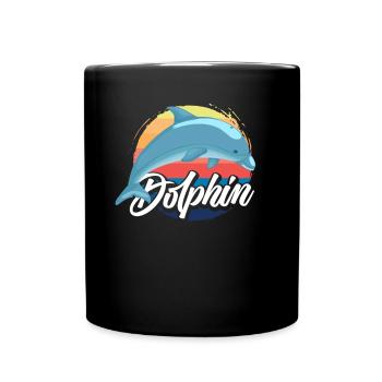 Nostalgic Dolphin Sunset Design - Full Colour Mug - black - Front