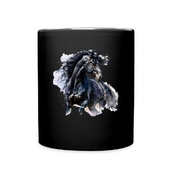 friesian horse - Tasse einfarbig - Schwarz - Vorne