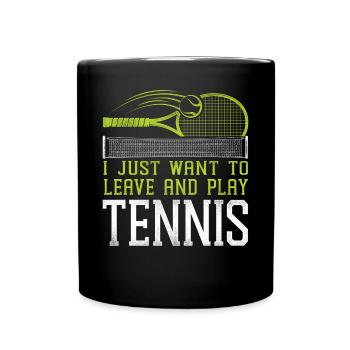 Funny Tennis Player Racket I Just - Tasse einfarbig - Schwarz - Vorne