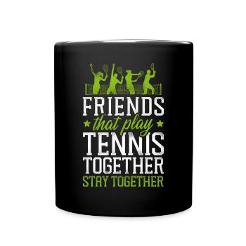 Funny Tennis Player Racket Friends - Full Colour Mug - black - Front