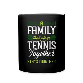 drôle de joueur de tennis raquette famille - Mug uni - noir - Devant