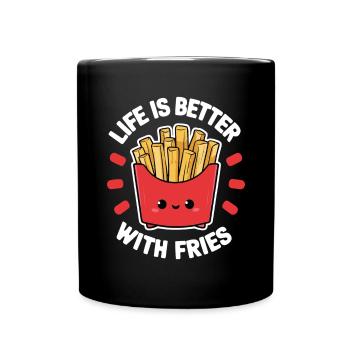 Pommes Pommesbude La vie est meilleure avec des frites - Mug uni - noir - Devant