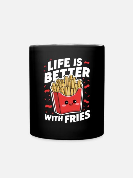 Pommes Fans - French Fries - Pommesbude - Tasse einfarbig - Schwarz