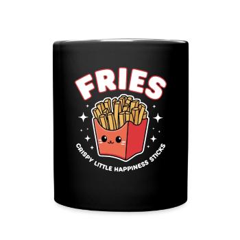 Frittierte Pommes Kartoffel Stäbchen Fast Food - Tasse einfarbig - Schwarz - Vorne