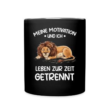 Lazy Tshirt Work Lion Funny Sarcasm Office - Full Colour Mug - black - Front