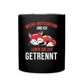 Lazy Tshirt Work Fox Funny Sarcasm Office - Full Colour Mug - black - Front