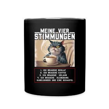 Faul Tshirt Arbeit Katze Witzig Sarkasmus Büro - Tasse einfarbig - Schwarz - Vorne