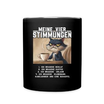 Lazy Tshirt Work Cat Funny Sarcasm Office - Full Colour Mug - black - Front