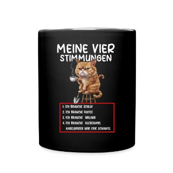 Lazy Tshirt Work Cat Funny Sarcasm Office - Full Colour Mug - black - Front