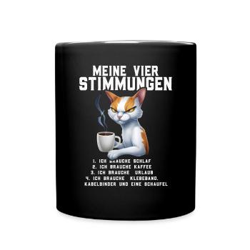 Lazy Tshirt Work Cat Funny Sarcasm Office - Full Colour Mug - black - Front