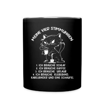 Lazy Tshirt Work Cat Funny Sarcasm Office - Full Colour Mug - black - Front