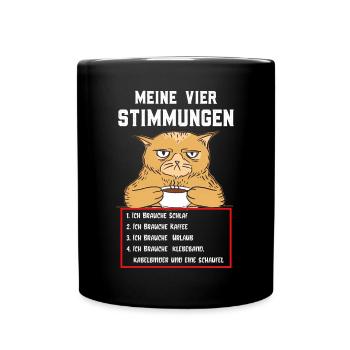 Lazy Tshirt Work Cat Funny Sarcasm Office - Full Colour Mug - black - Front