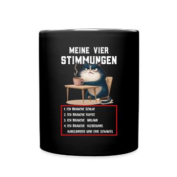 Faul Tshirt Arbeit Katze Witzig Sarkasmus Büro - Tasse einfarbig - Schwarz - Vorne