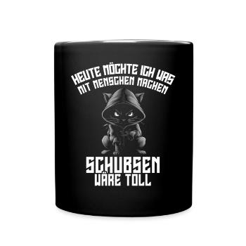 Irony Funny Work Cat Funny Sarcasm Antisocial - Full Colour Mug - black - Front