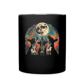 Boston Terrier Dog Howling Moon - Full Colour Mug - black - Front