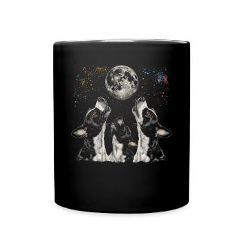 Boston Terrier Hund Heulender Mond - Tasse einfarbig - Schwarz - Vorne