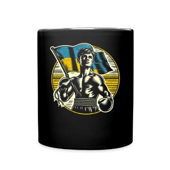 Boxer ukrainien - Drapeau de boxe vintage Ukraine - Mug uni - noir - Devant