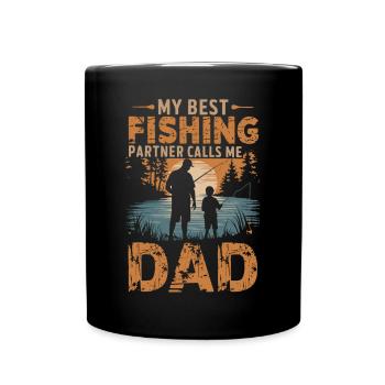 Mon meilleur partenaire de pêche m’appelle papa - Mug uni - noir - Devant