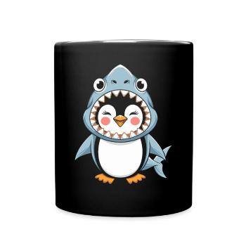 Pingouin Halloween : Pingouin mignon en costume de requin - Mug uni - noir - Devant
