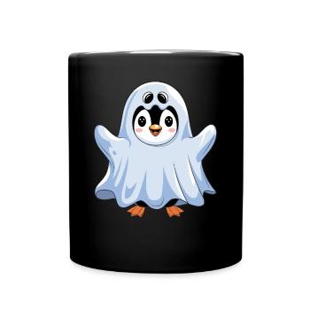 Mignon pingouin Halloween fantôme - Mug uni - noir - Devant