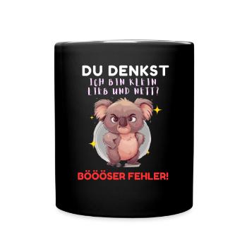 Koala Tshirt Kinder Frauen Witzig Klein Sarkasmus - Tasse einfarbig - Schwarz - Vorne