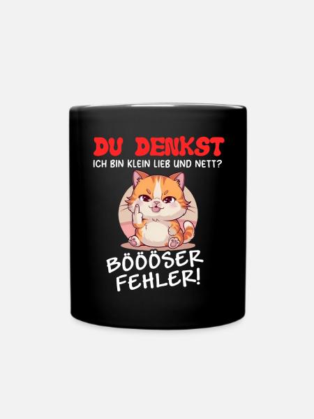 Katze Tshirt Kinder Frauen Witzig Klein Sarkasmus - Tasse einfarbig - Schwarz