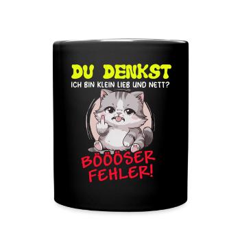 Cat Tshirt Kids Women Funny Small Sarcasm - Full Colour Mug - black - Front