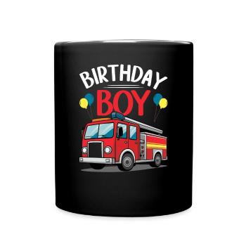 Anniversaire Garçon Pompier Anniversaire Garçon - Mug uni - noir - Devant
