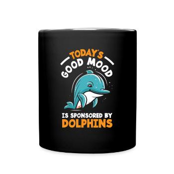 La bonne humeur du jour sponsorisée par les dauphins - Mug uni - noir - Devant