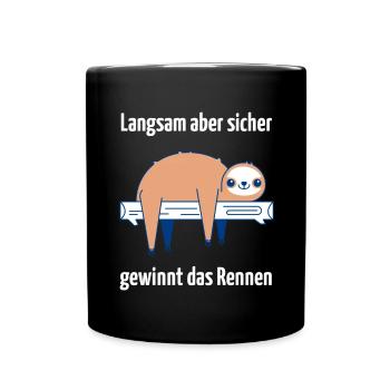 Entspannte Faultier-Stimmung - Tasse einfarbig - Schwarz - Vorne