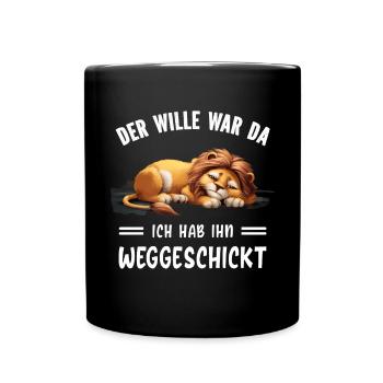 Lion Tshirt Funny Funny Humor Sarcasm Irony - Full Colour Mug - black - Front