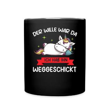Unicorn Tshirt Funny Funny Humor Sarcasm Irony - Full Colour Mug - black - Front