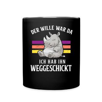 Rhino Tshirt Funny Funny Humor Sarcasm Irony - Full Colour Mug - black - Front