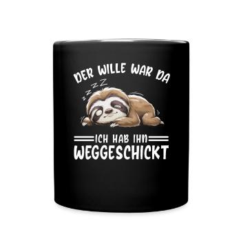 Sloth Tshirt Funny Funny Humor Sarcasm - Full Colour Mug - black - Front