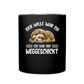 Sloth Tshirt Funny Funny Humor Sarcasm - Full Colour Mug - black - Front