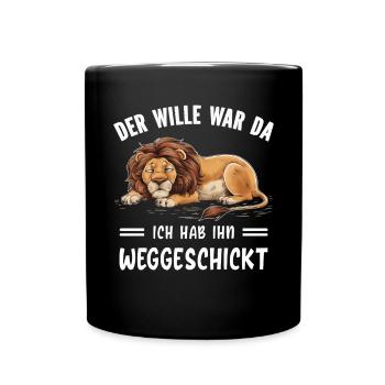 Lion Tshirt Funny Funny Humor Sarcasm Irony - Full Colour Mug - black - Front